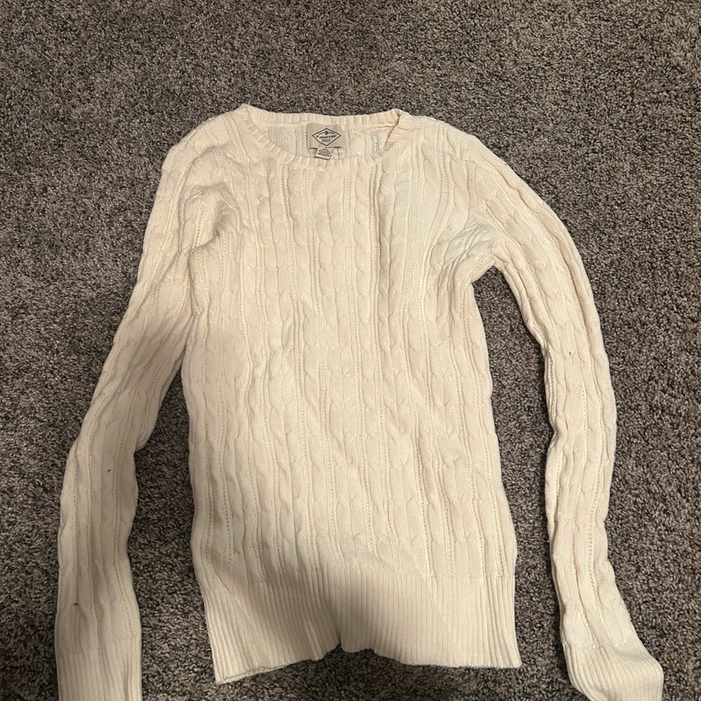 Women's White Cable Knit Sweater